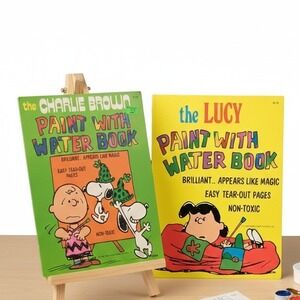 VTG Peanuts Charlie Brown Lucy Paint With Water Books Lot 1950s Retro Toy Snoopy